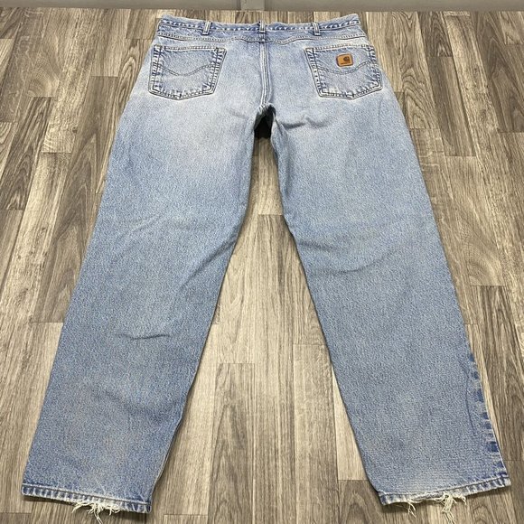 CARHARTT Relaxed Fit Straight Light Wash Blue Denim Jeans Men's Size W 40 L 32 - Picture 3 of 11